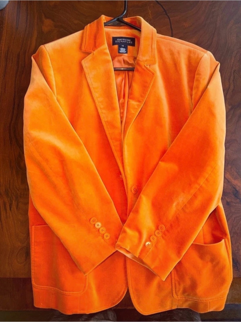 Jones New York Signature Orange Velvety Blazer size 14
